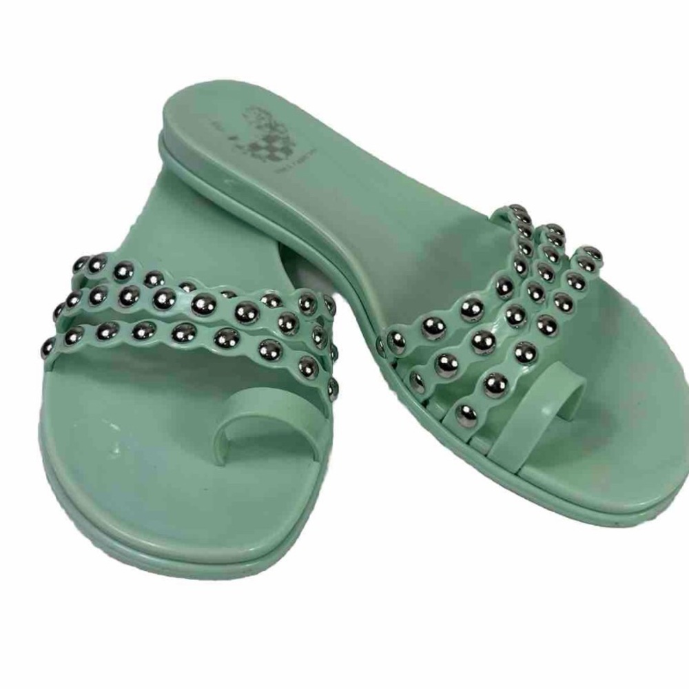 Vince Camuto Turquoise Edolyn Studded Toe Loop‎ Slide Sandal Women’s Size 7 EUC - Picture 2 of 8